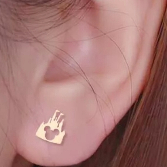 Disney Castle Gold Toned Stud Earrings - Picture 2 of 4